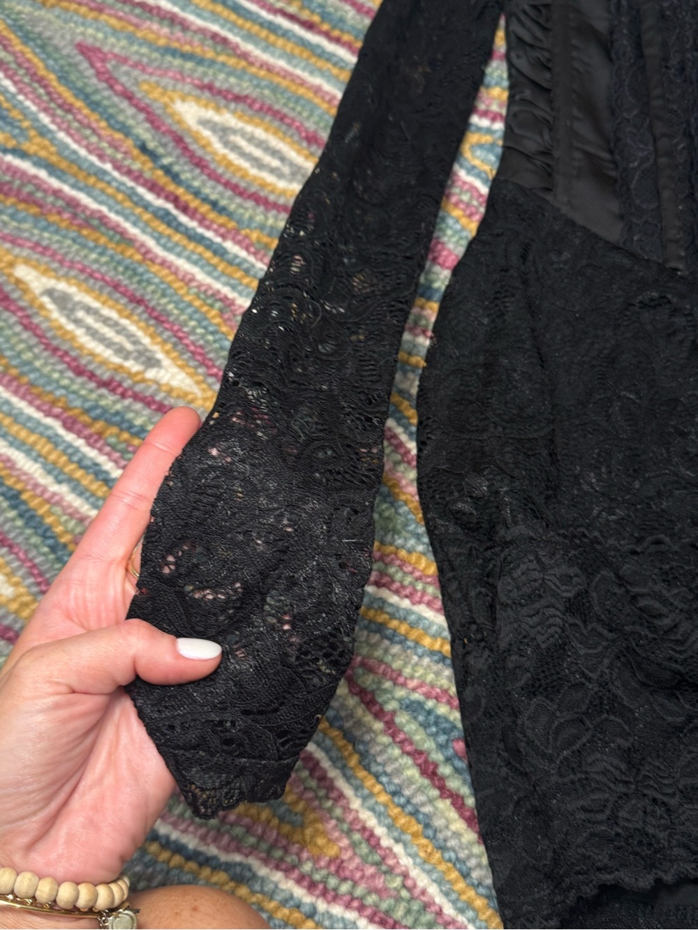 ▪️♟️Outcast Anita Mini Dress Corset Black Lace Long Sleeve Bodycon ♟️▪️ - Picture 10 of 15